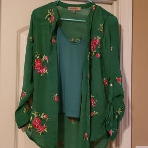 Figuueroa and Flower Anthroplogy Green Blouse /Cam